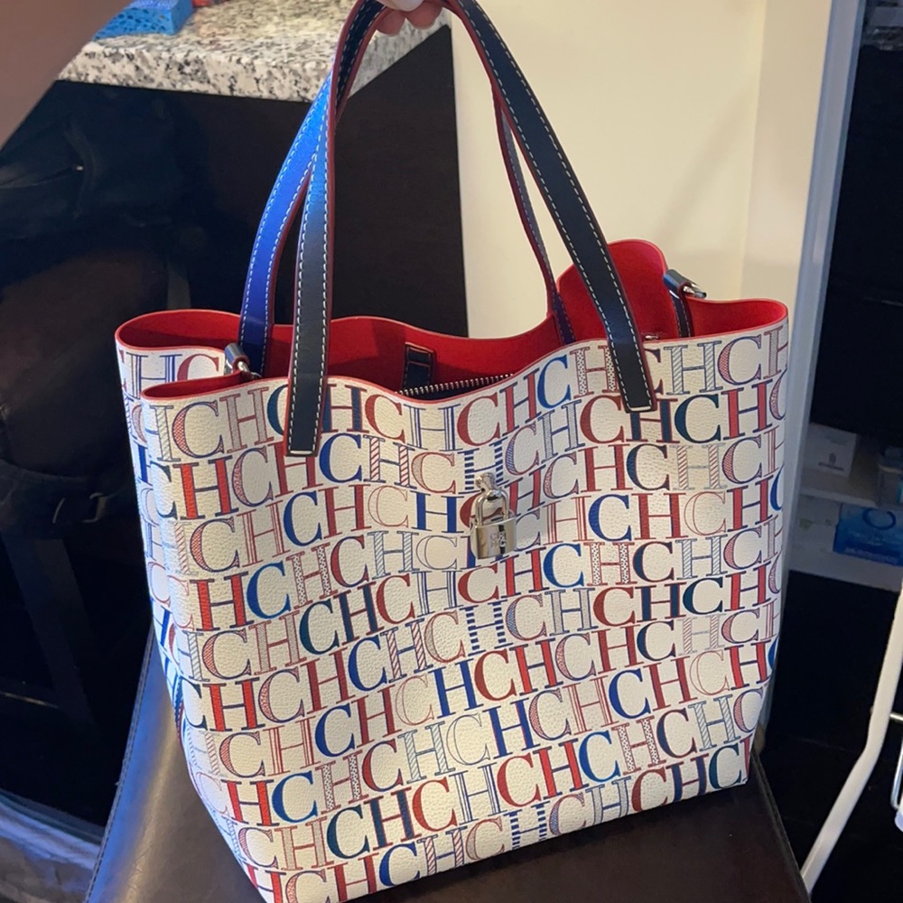 Carolina Herrera Classic tote White/Blue/red bag